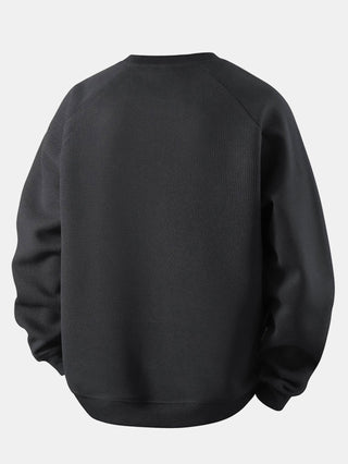 Men's Waffle Textured Crew Neck Sweatshirt – Relaxed Fit
