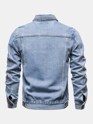 Men's Washed Denim Trucker Jacket – Regular Fit Cotton