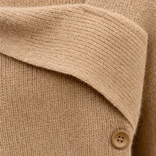 Women's Asymmetrical Fold-Over Collar Knit Sweater - Relaxed Fit