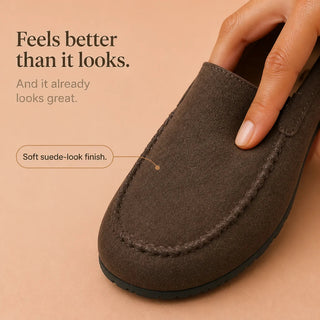 Women's Brown Backless Round-Toe Flat Shoes