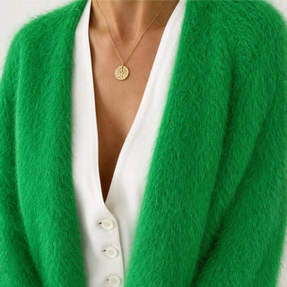 Women's Brushed Mohair Cardigan - Open Front Relaxed Fit