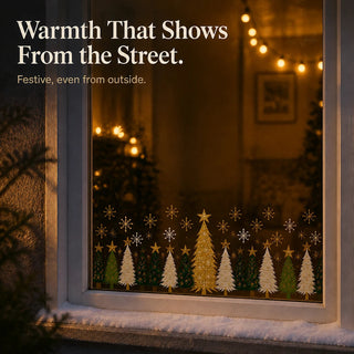 Women's Christmas Tree Window Stickers - Static Cling Snowflake Decals