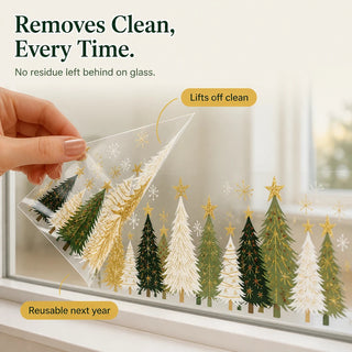 Women's Christmas Tree Window Stickers - Static Cling Snowflake Decals
