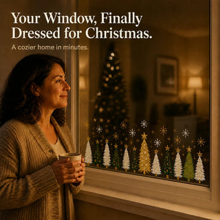 Women's Christmas Tree Window Stickers - Static Cling Snowflake Decals