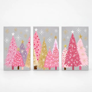 Women's Christmas Tree Window Stickers in pink, Static Cling Snowflake Decals