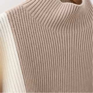 Women's Contrast Panel Sweater and Skirt Set - Midi