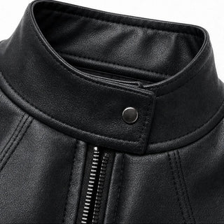 Women's Cropped Faux-Leather Biker Jacket - Tailored Fit