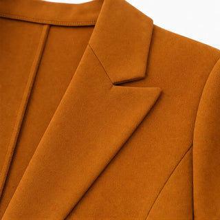 Women's Double-Breasted Longline Coat and Trouser Suit - Tailored Work