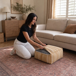 Women's Fillable Fabric Storage Ottoman - Pouf Cover