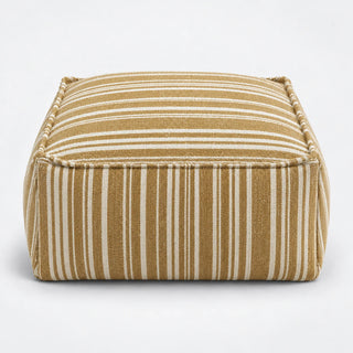 Women's Fillable Fabric Storage Ottoman in gold stripe, Pouf Cover