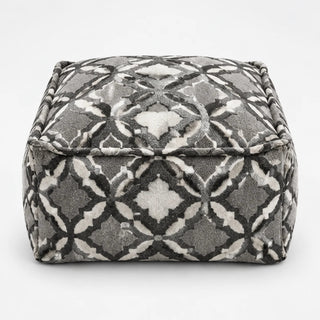 Women's Fillable Fabric Storage Ottoman in grey trellis, Pouf Cover