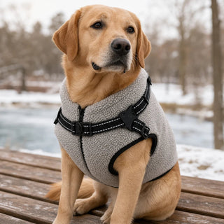 Women's Fleece Dog Coat with Built-In Harness - Warm & Free