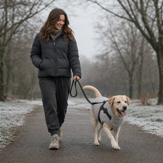 Women's Fleece Dog Coat with Built-In Harness - Warm & Free