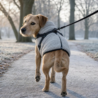 Women's Fleece Dog Coat with Built-In Harness - Warm & Free