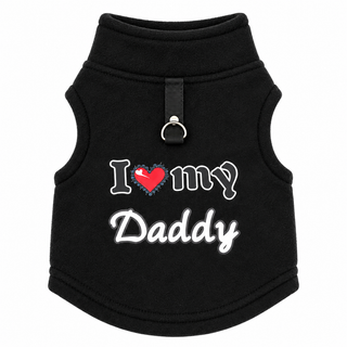 Women's Fleece-Lined Dog Sweater with Leash Ring in black 2, Graphic Print