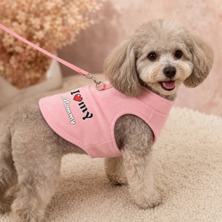 Women's Fleece-Lined Dog Sweater with Leash Ring - Graphic Print