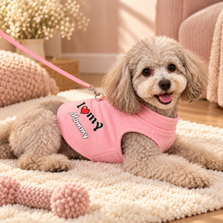 Women's Fleece-Lined Dog Sweater with Leash Ring - Graphic Print