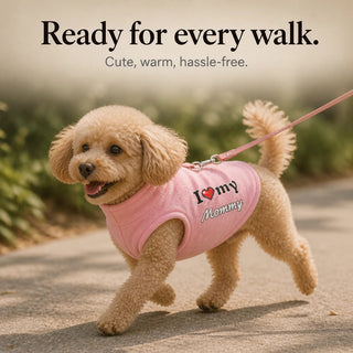 Women's Fleece-Lined Dog Sweater with Leash Ring - Graphic Print