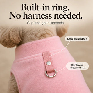 Women's Fleece-Lined Dog Sweater with Leash Ring - Graphic Print