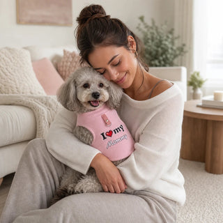Women's Fleece-Lined Dog Sweater with Leash Ring - Graphic Print