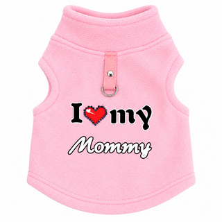 Women's Fleece-Lined Dog Sweater with Leash Ring in pink, Graphic Print