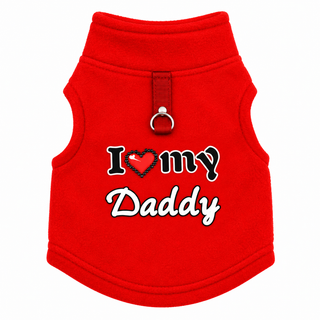 Women's Fleece-Lined Dog Sweater with Leash Ring in red 2, Graphic Print
