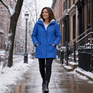 Women's Fleece-Lined Hooded Winter Jacket - Windproof Warmth