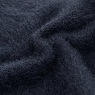 Women's Fuzzy Half-Zip Sweater - Contrast Trim
