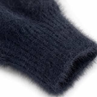 Women's Fuzzy Half-Zip Sweater - Contrast Trim