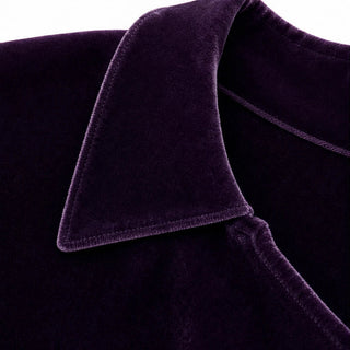 Women's Gold Button Velvet-Look Blouse - Casual Hip-Length
