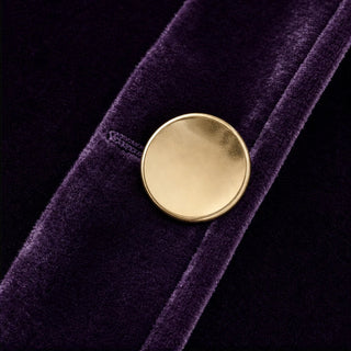 Women's Gold Button Velvet-Look Blouse - Casual Hip-Length