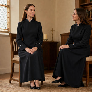 Women's High-Collar Clergy Robe - Structured Maxi Dress