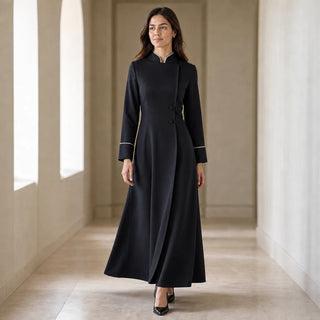 Women's High-Collar Clergy Robe - Structured Maxi Dress