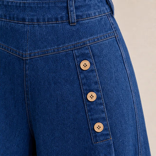 Women's High-Waisted Wide-Leg Jeans - Straight Fit
