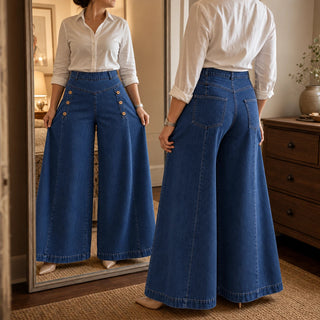 Women's High-Waisted Wide-Leg Jeans - Straight Fit