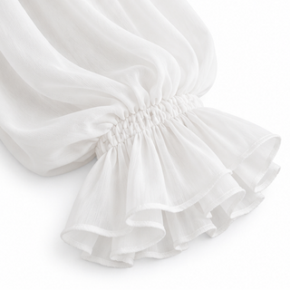 Women's Lace Patchwork Ruffle Cuff Blouse - Hip Length