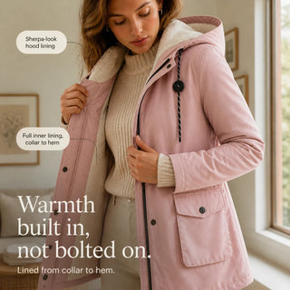 Women's Longline Hooded Parka - Slim Fit Winter Coat