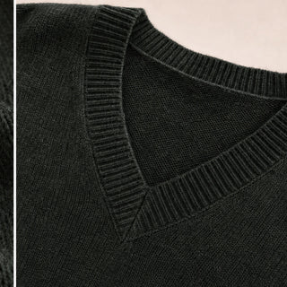 Women's Oversized V-Neck Knit Sweater - Relaxed Fit