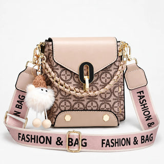 Women's Patterned Crossbody Bag in beige, Compact Hip Carrier