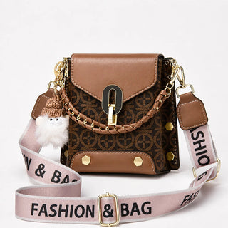 Women's Patterned Crossbody Bag in brown, Compact Hip Carrier