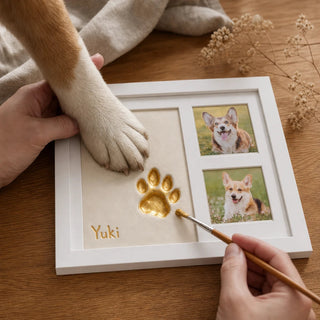 Women's Paw Print Clay Keepsake Frame - Three-Window Pet Memory Displa