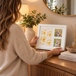 Women's Paw Print Clay Keepsake Frame - Three-Window Pet Memory Displa