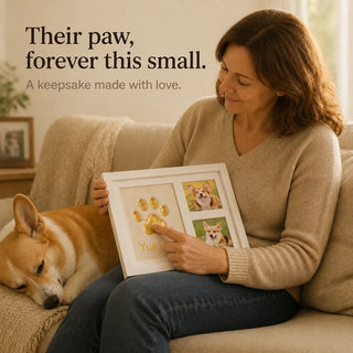 Women's Paw Print Clay Keepsake Frame - Three-Window Pet Memory Displa