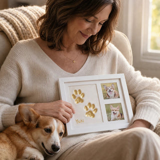 Women's Paw Print Clay Keepsake Frame - Three-Window Pet Memory Displa