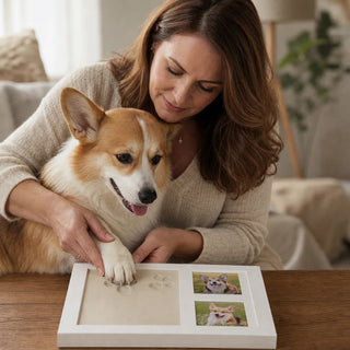 Women's Paw Print Clay Keepsake Frame - Three-Window Pet Memory Displa