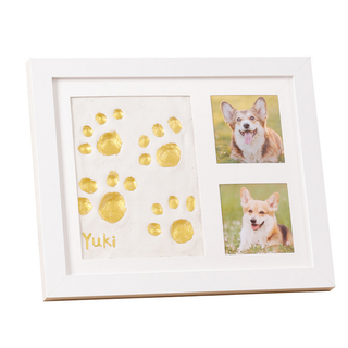 Women's Paw Print Clay Keepsake Frame in white, Three-Window Pet Memory Displa