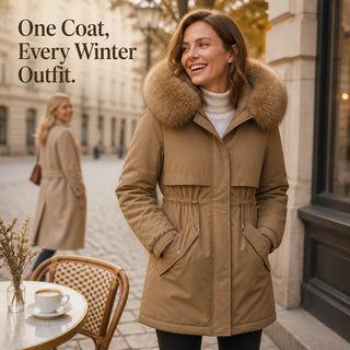 Women's Plush-Lined Mid-Length Parka - Slim Fit