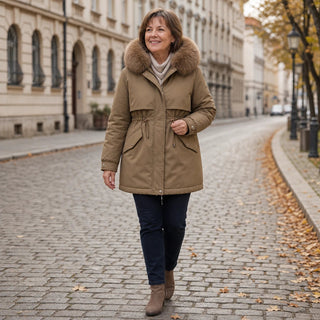 Women's Plush-Lined Mid-Length Parka - Slim Fit