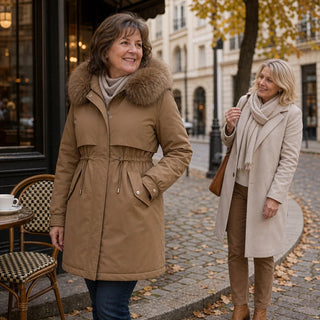 Women's Plush-Lined Mid-Length Parka - Slim Fit