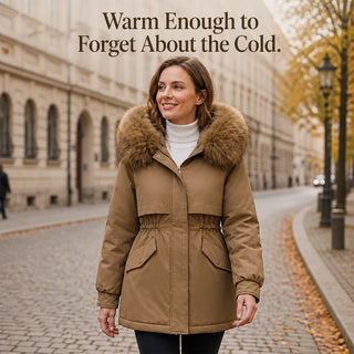 Women's Plush-Lined Mid-Length Parka - Slim Fit
